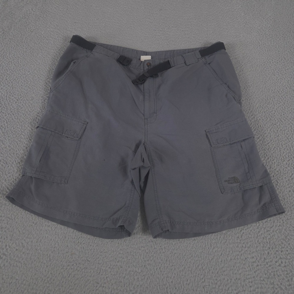 The North Face Shorts Mens XL Gray Nylon Cargo Built In Belt Hiking Utility Camp